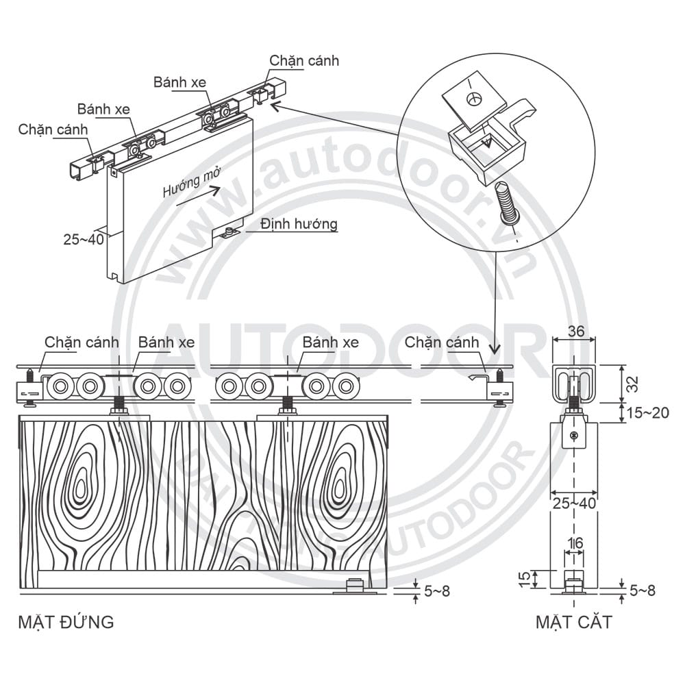 Sơ đồ lắp đặt cửa trượt SL2405-W1