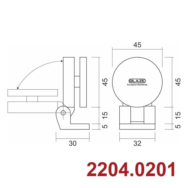 Bản lề kính tường 90° 2204 - Ảnh 3