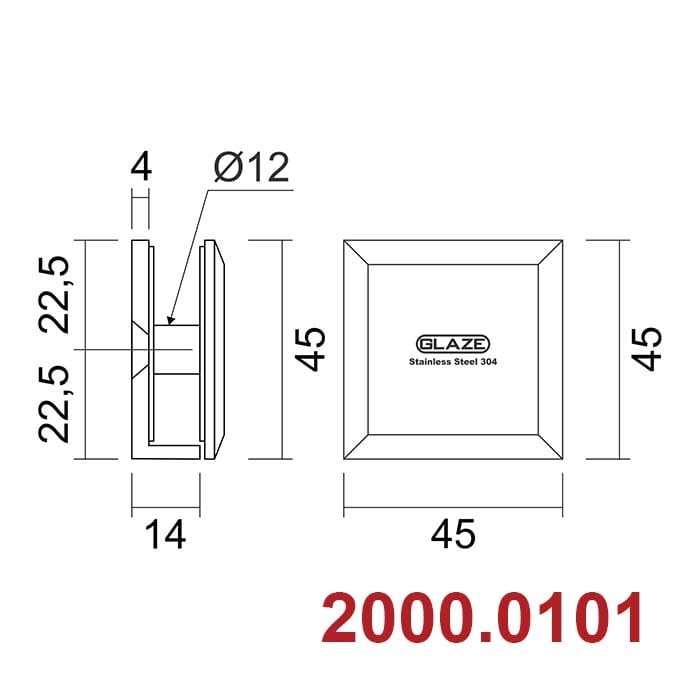 Kẹp kính tường 0° 2000 - Ảnh 2