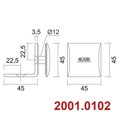 Kẹp kính tường 90° 2001 - Ảnh 2