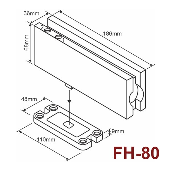 Bản lề sàn lắp nổi 80kg Glaze - Ảnh 2