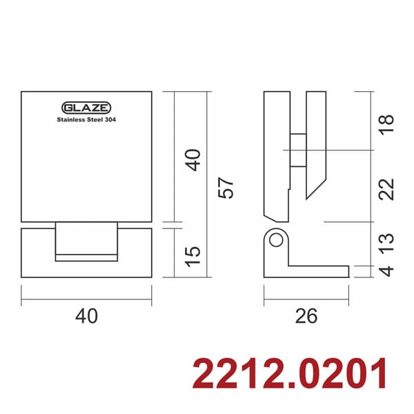Bản lề kính tường 90° 2212 - Ảnh 3