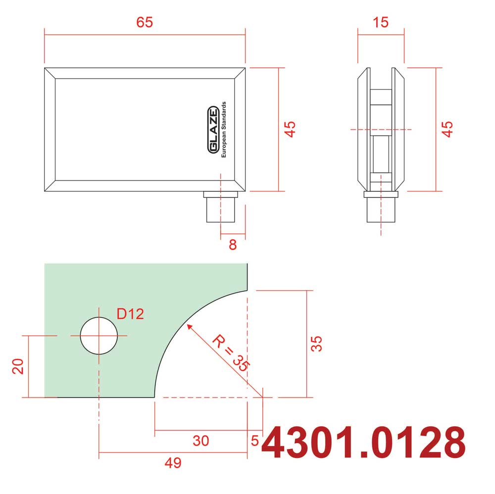 Bản lề tủ kính 0128 - Ảnh 4