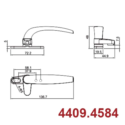 Tay gạt cửa sổ 458A - Ảnh 3